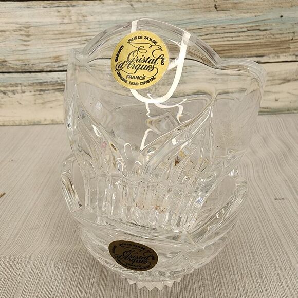 Set / 2 Candle Holders Genuine 24% Lead Crystal Glass Cristal d'Arques France EC - Picture 12 of 12